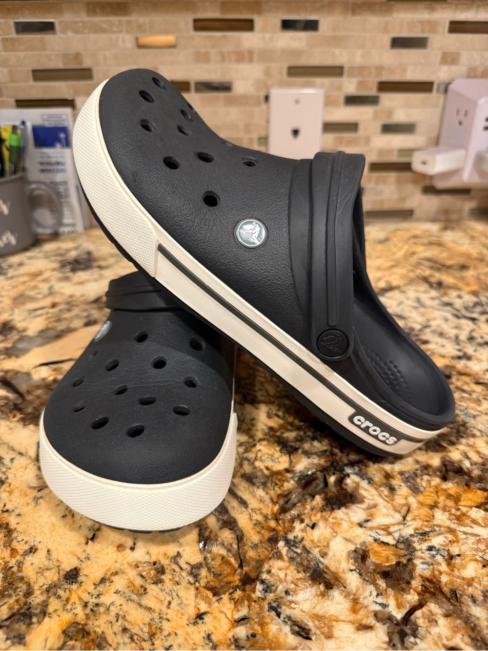CROCS Kids Black and White Clog Sandals